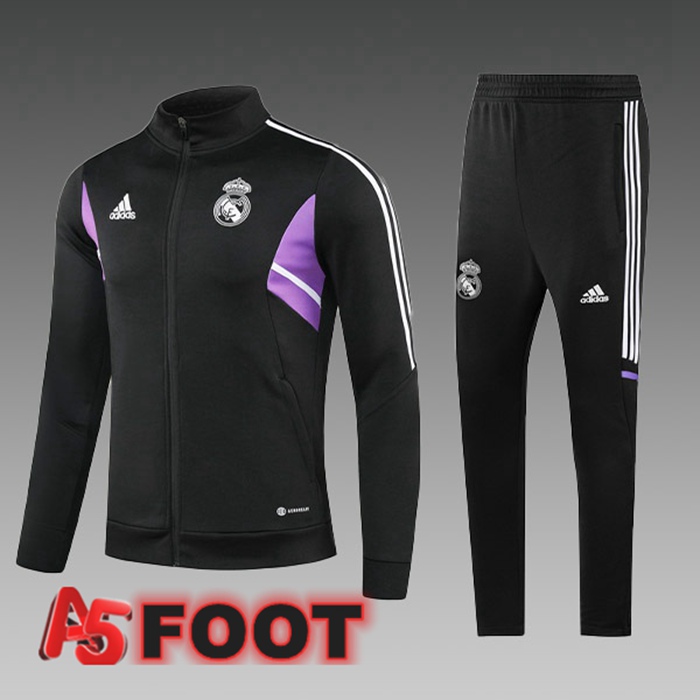 Ensemble Veste Survetement De Foot Real Madrid Enfant Noir 2023/2024