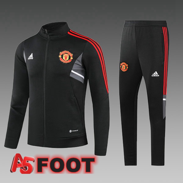 Ensemble Veste Survetement De Foot Manchester United Enfant Noir 2023/2024