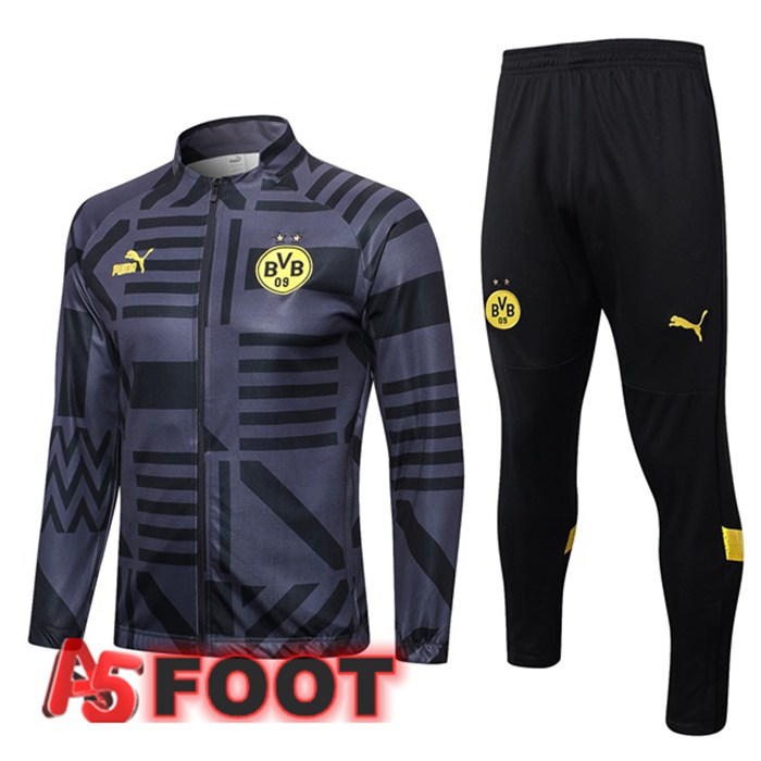 Ensemble Veste Survetement De Foot Dortmund BVB Gris 2023/2024