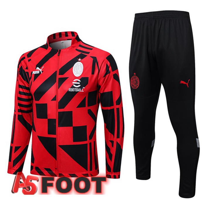 Ensemble Veste Survetement De Foot AC Milan Rouge 2023/2024