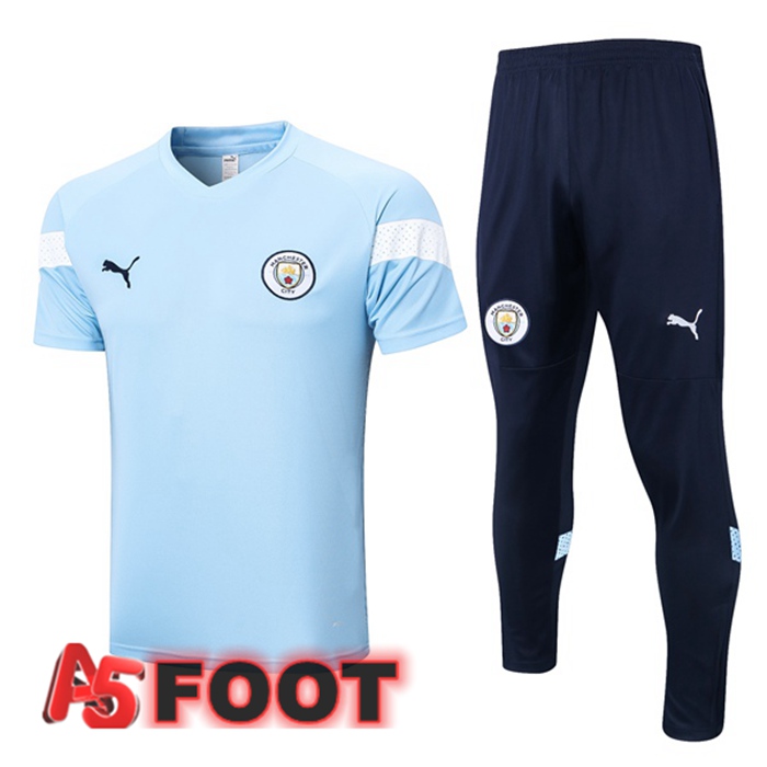 Training T-Shirts Manchester City + Pantalon Bleu 2023/2024