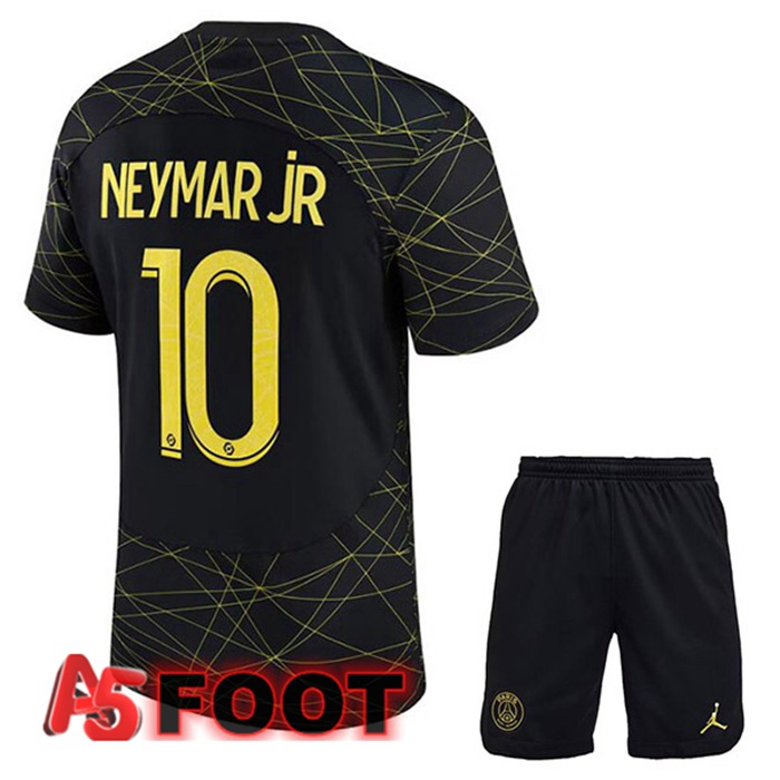 Maillot De Foot Paris PSG (NEYMAR JR 10) Enfant Quatrieme Noir 2022/2023