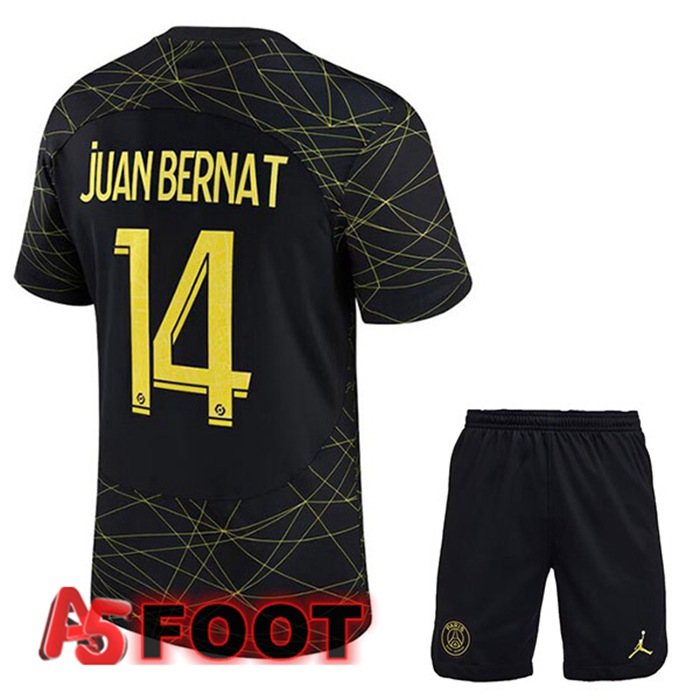 Maillot De Foot Paris PSG (JUAN BERNAT 14) Enfant Quatrieme Noir 2022/2023