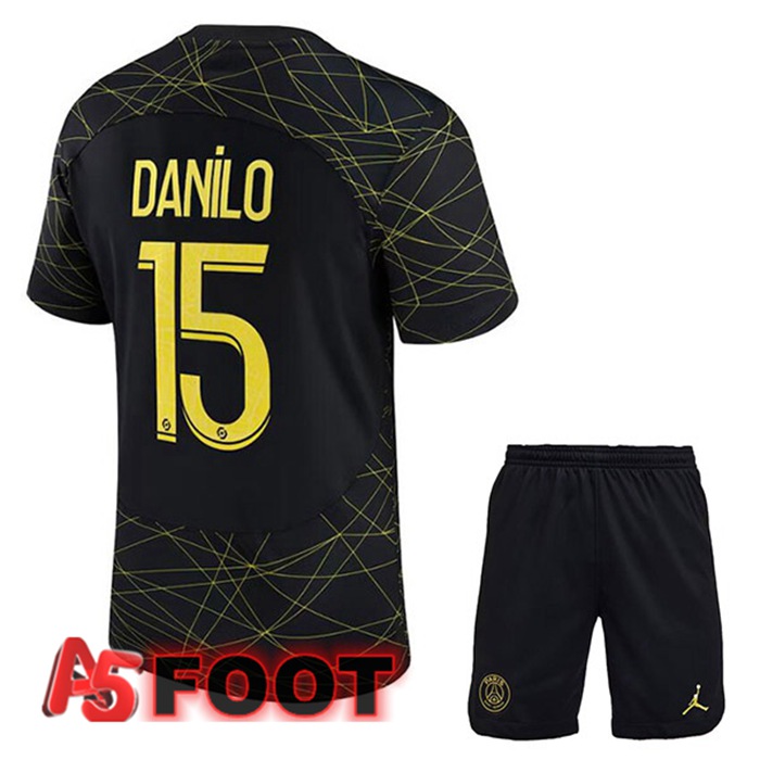 Maillot De Foot Paris PSG (DANILO 15) Enfant Quatrieme Noir 2022/2023