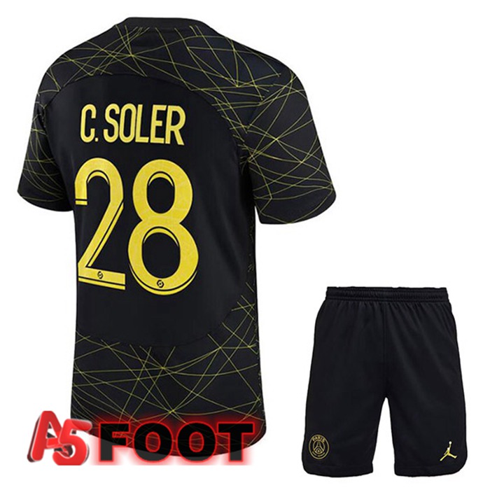 Maillot De Foot Paris PSG (C. SOLER 28) Enfant Quatrieme Noir 2022/2023