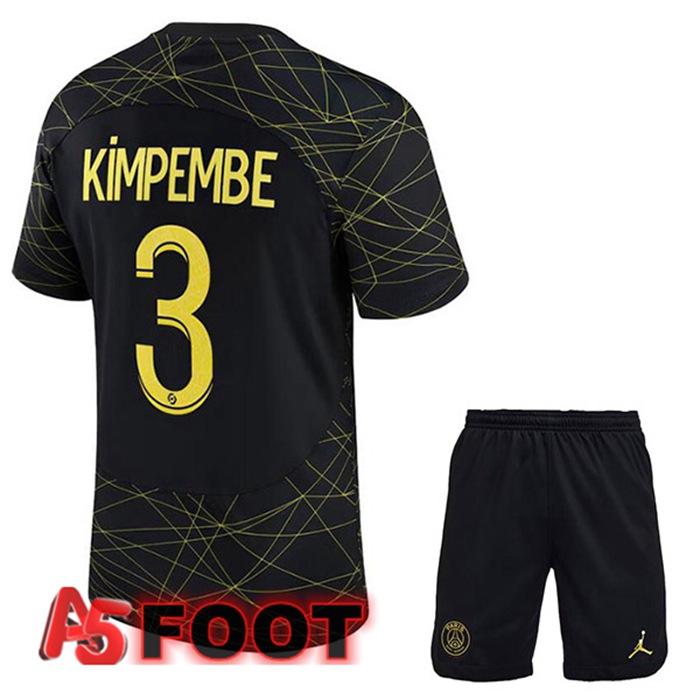Maillot De Foot Paris PSG (KIMPEMBE 3) Enfant Quatrieme Noir 2022/2023