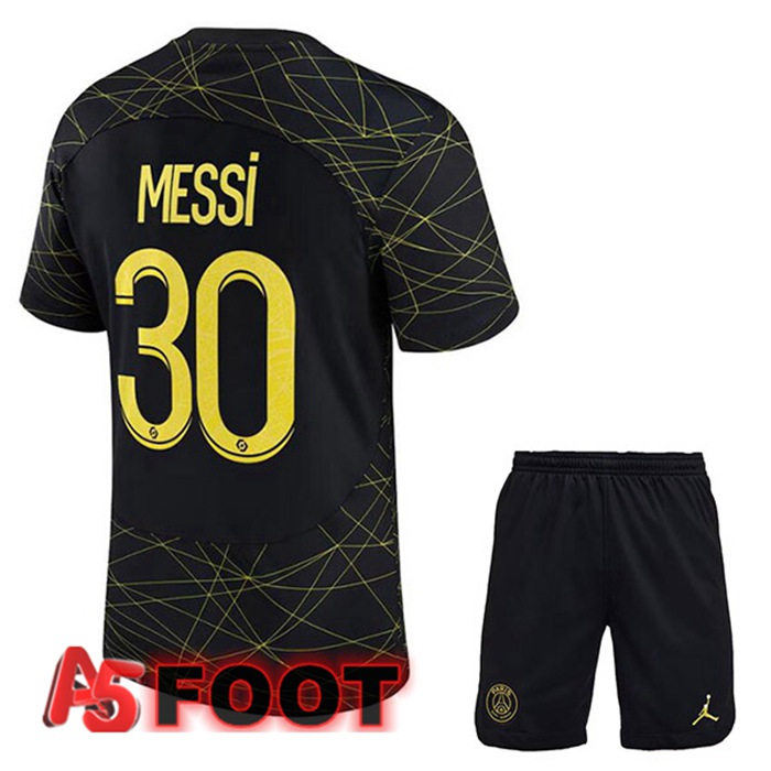Maillot De Foot Paris PSG (MESSI 30) Enfant Quatrieme Noir 2022/2023