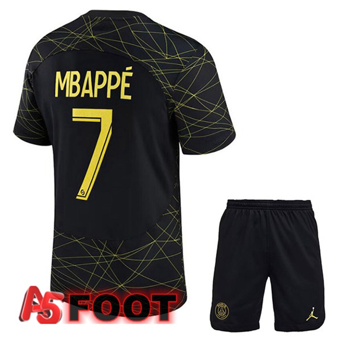 Maillot De Foot Paris PSG (MBAPPÉ 7) Enfant Quatrieme Noir 2022/2023