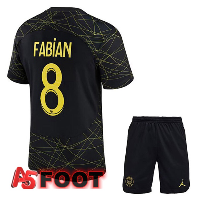 Maillot De Foot Paris PSG (FABIAN 8) Enfant Quatrieme Noir 2022/2023