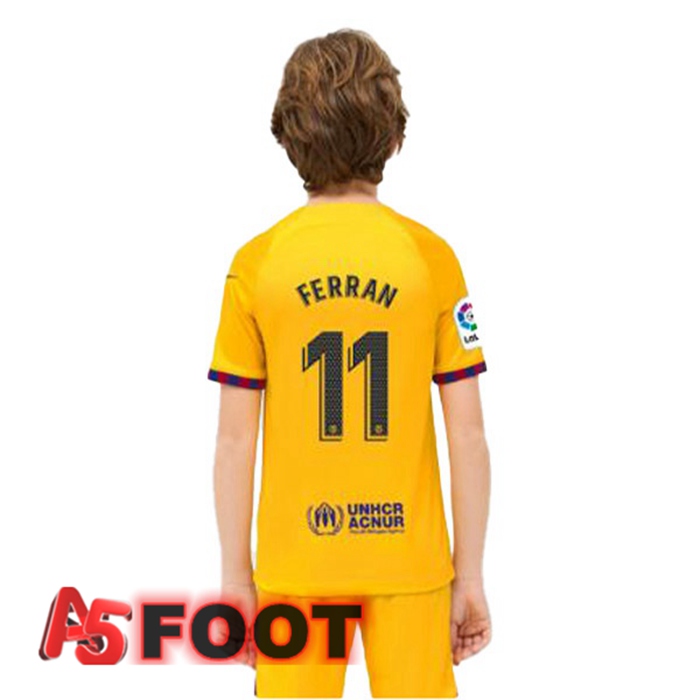 Maillot De Foot FC Barcelone (FERRAN 11) Enfant Quatrieme Jaune 2022/2023