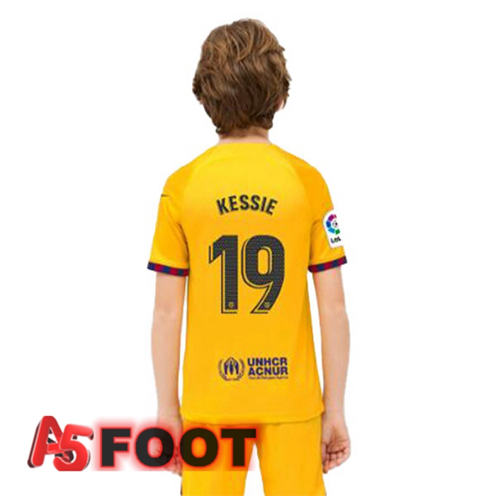 Maillot De Foot FC Barcelone (KESSIE 19) Enfant Quatrieme Jaune 2022/2023
