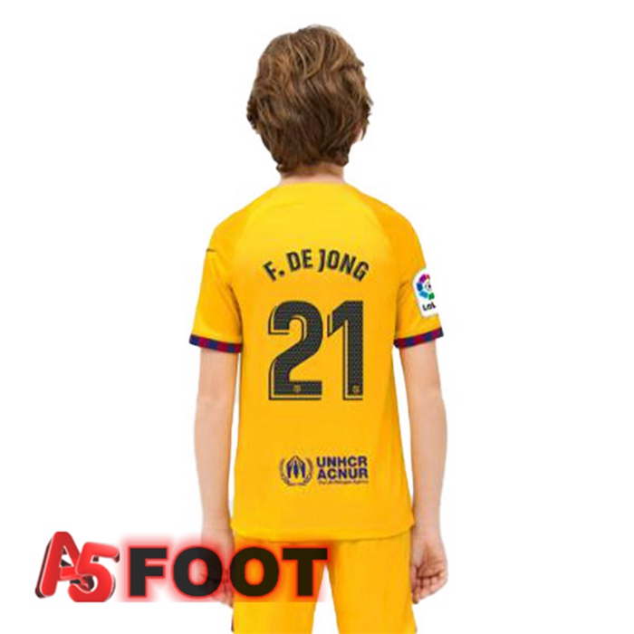 Maillot De Foot FC Barcelone (F. De JONG 21) Enfant Quatrieme Jaune 2022/2023