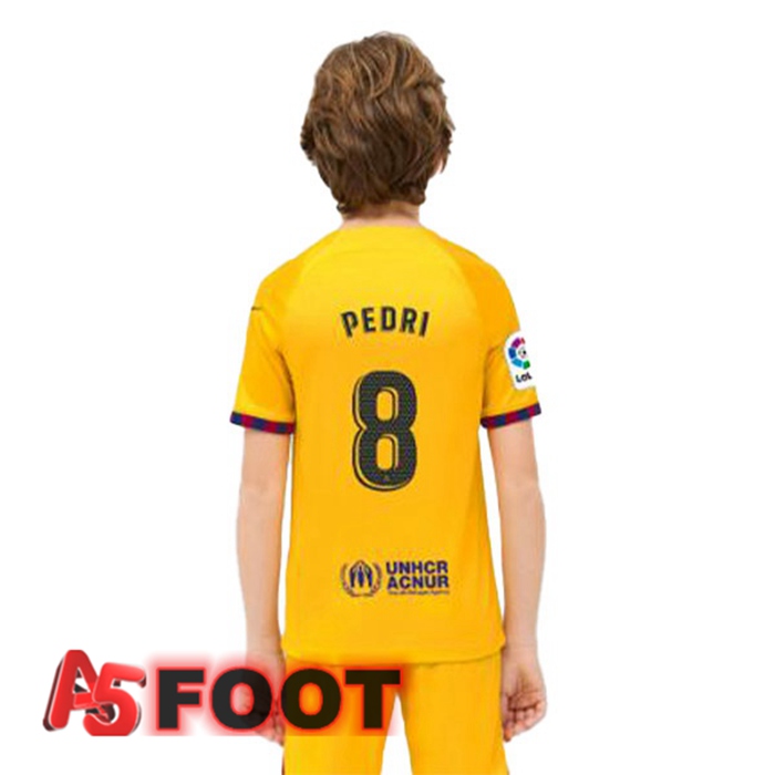 Maillot De Foot FC Barcelone (PEDRI 8) Enfant Quatrieme Jaune 2022/2023