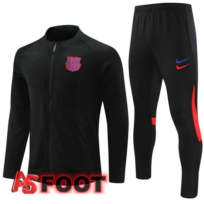 Ensemble Veste Survetement De Foot FC Barcelone Noir 2023/2024