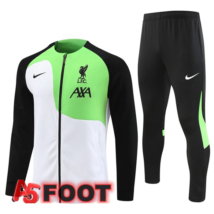 Ensemble Veste Survetement De Foot FC Liverpool Blanc Vert 2023/2024