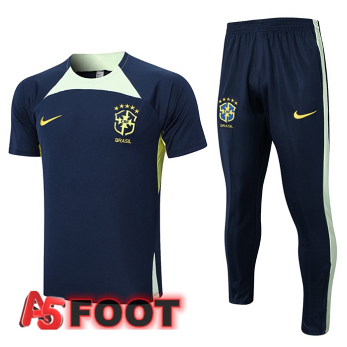Training T-Shirts Bresil + Pantalon Bleu Royal 2023/2024