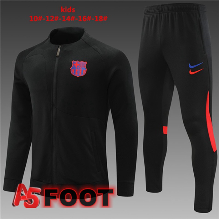 Ensemble Veste Survetement De Foot FC Barcelone Enfant Noir 2023/2024