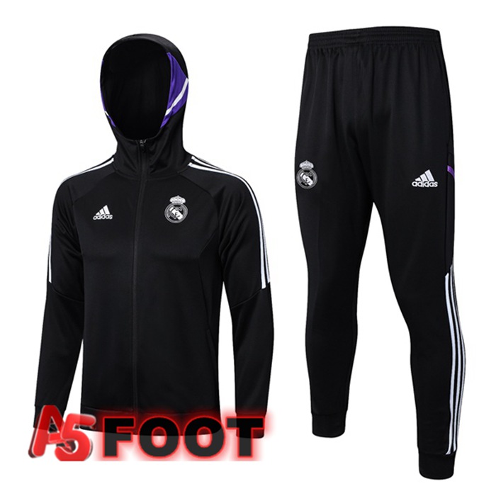 Ensemble Survetement Veste A Capuche Real Madrid Noir 2023/2024