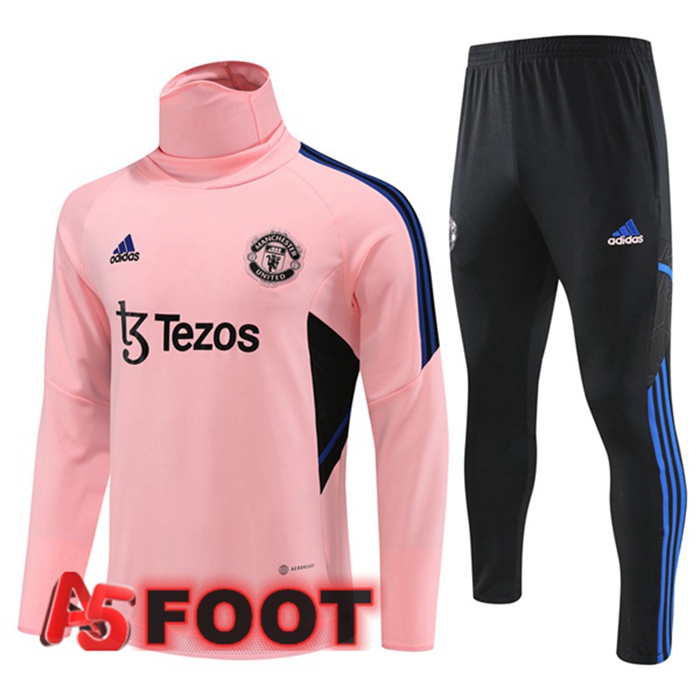 Ensemble Survetement de Foot Manchester United Col Haut Rose 2023/2024