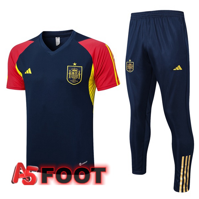 Training T-Shirts Espagne + Pantalon Bleu Royal 2023/2024