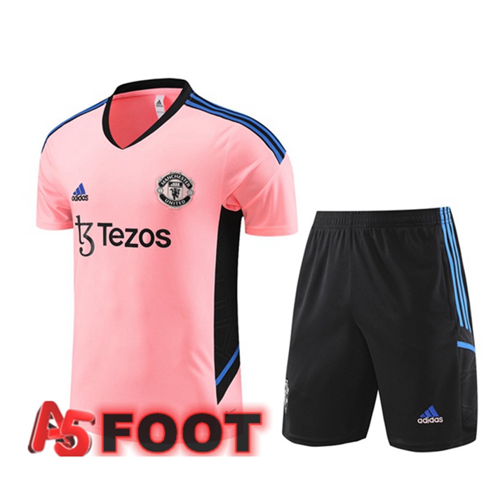 Training T-Shirts Manchester United + Shorts Rose 2023/2024