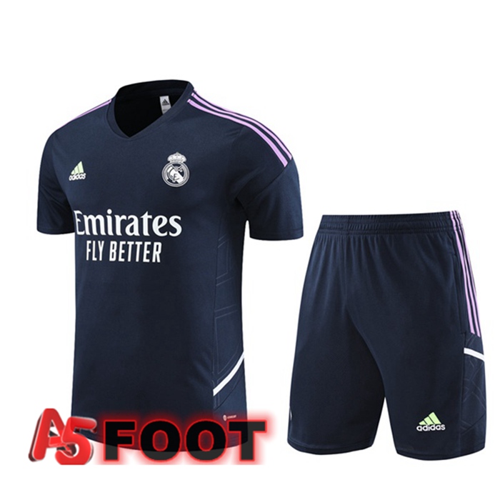 Training T-Shirts Real Madrid + Shorts Bleu Royal 2023/2024
