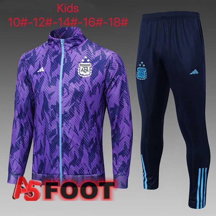 Ensemble Veste Survetement De Foot Argentine Enfant Pourpre 2023/2024