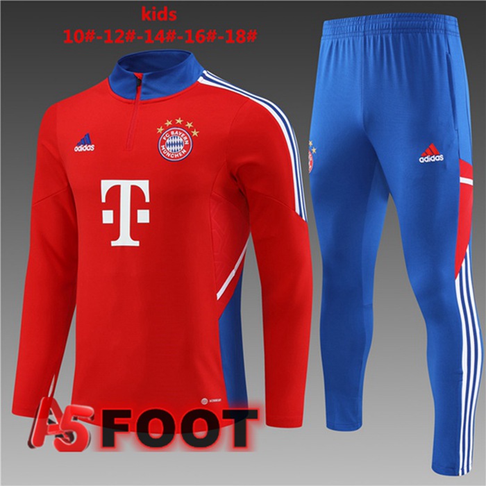 Ensemble Survetement de Foot Bayern Munich Enfant Rouge 2023/2024