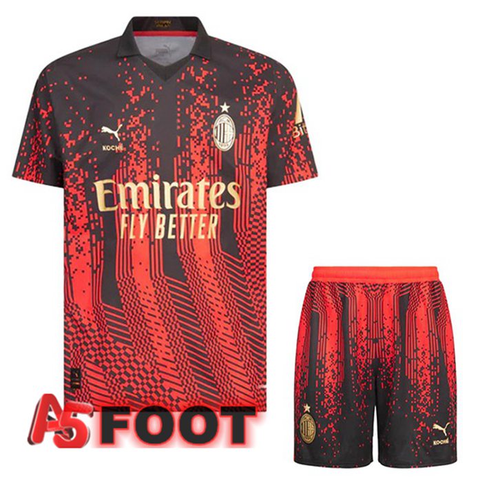 Maillot De Foot AC Milan Enfant Quatrieme Rouge Noir 2022/2023