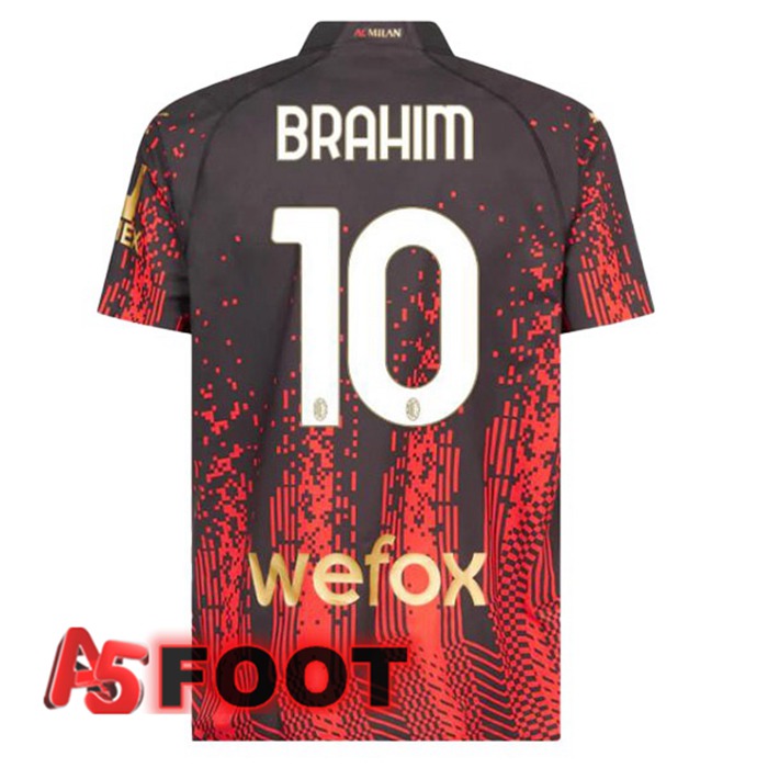 Maillot De Foot AC Milan (BRAHIM 10) Quatrieme Rouge Noir 2022/2023