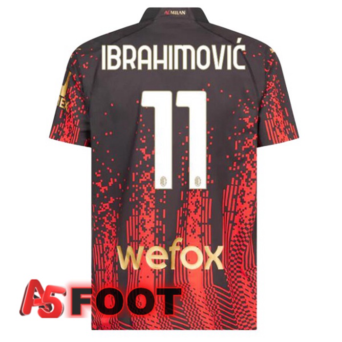 Maillot De Foot AC Milan (IBRAHIMOVIĆ 11) Quatrieme Rouge Noir 2022/2023
