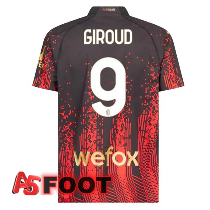 Maillot De Foot AC Milan (GIROUD 9) Quatrieme Rouge Noir 2022/2023
