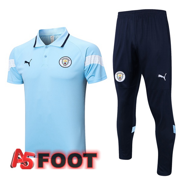 Ensemble Polo Manchester City + Pantalon Bleu 2023/2024