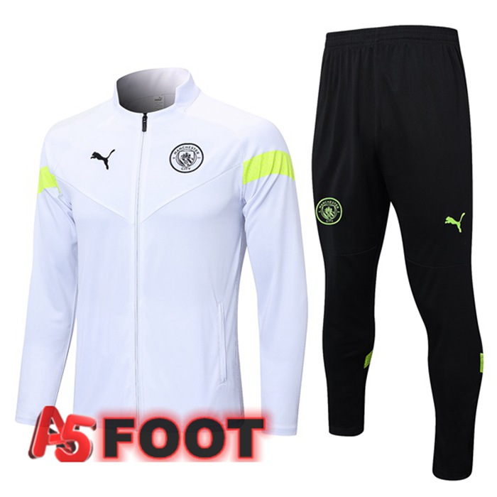 Ensemble Veste Survetement De Foot Manchester City Blanc 2023/2024