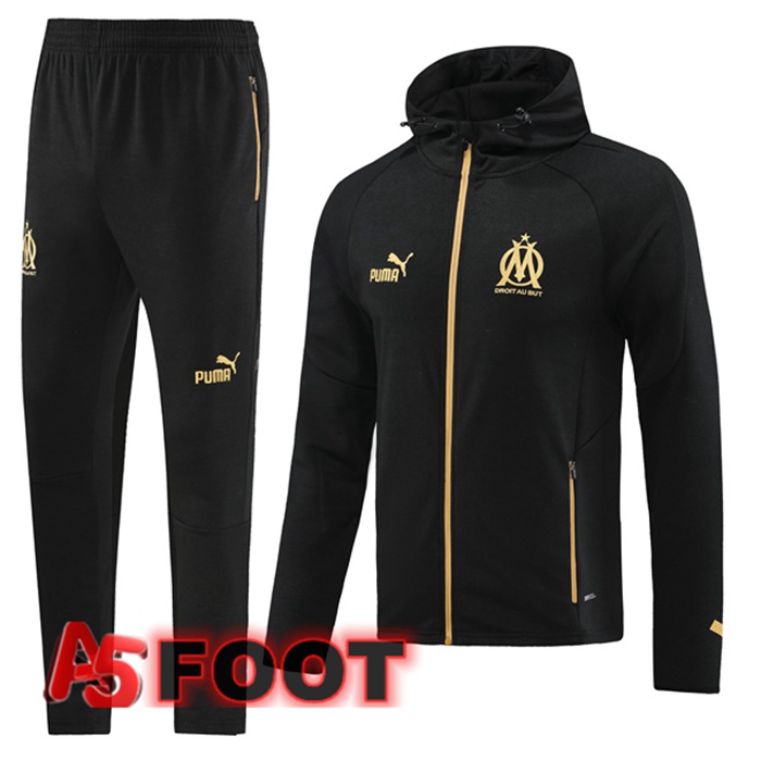 Ensemble Survetement Veste A Capuche Marseille OM Noir 2023/2024