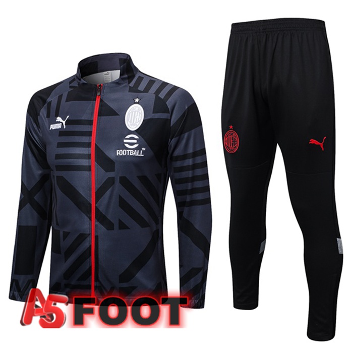 Ensemble Veste Survetement De Foot AC Milan Noir 2023/2024