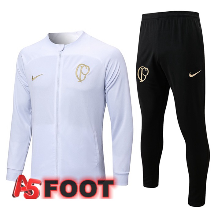 Ensemble Veste Survetement De Foot Corinthians Blanc 2023/2024