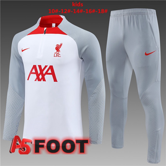 Ensemble Survetement de Foot FC Liverpool Enfant Blanc 2023/2024