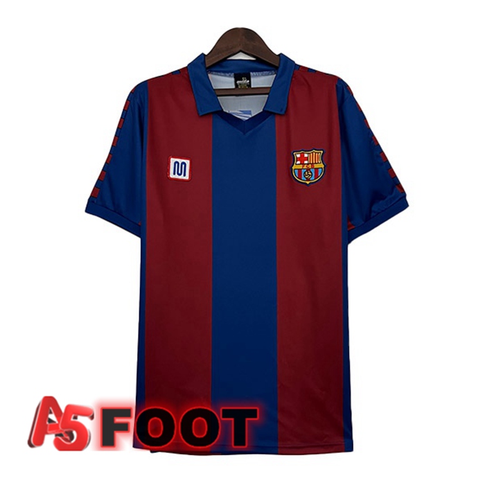 Maillot De Foot FC Barcelone Retro Domicile Rouge Bleu 1980-1982