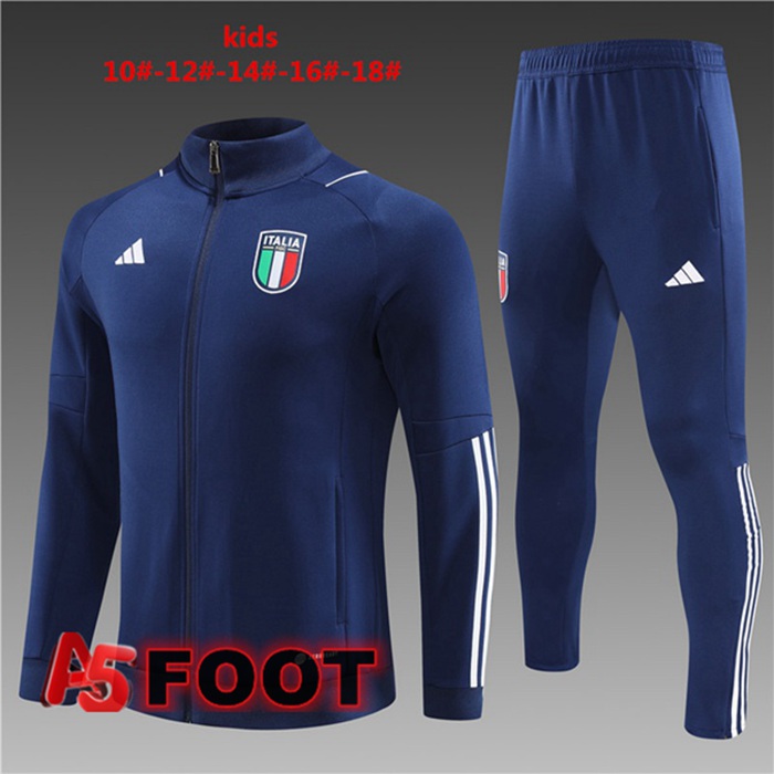 Ensemble Veste Survetement De Foot Italie Enfant Bleu Royal 2023/2024