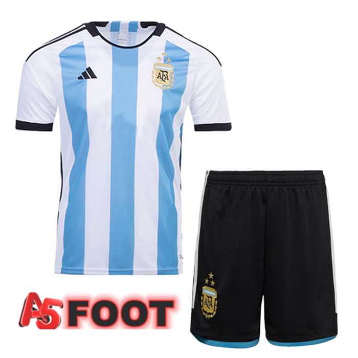 Maillot De Foot Argentine 3 Stars Enfant Domicile Blanc Bleu 2022/2023