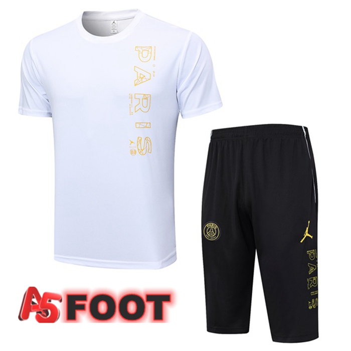 Ensemble Training T-Shirts Paris PSG + Shorts Blanc 2023/2024