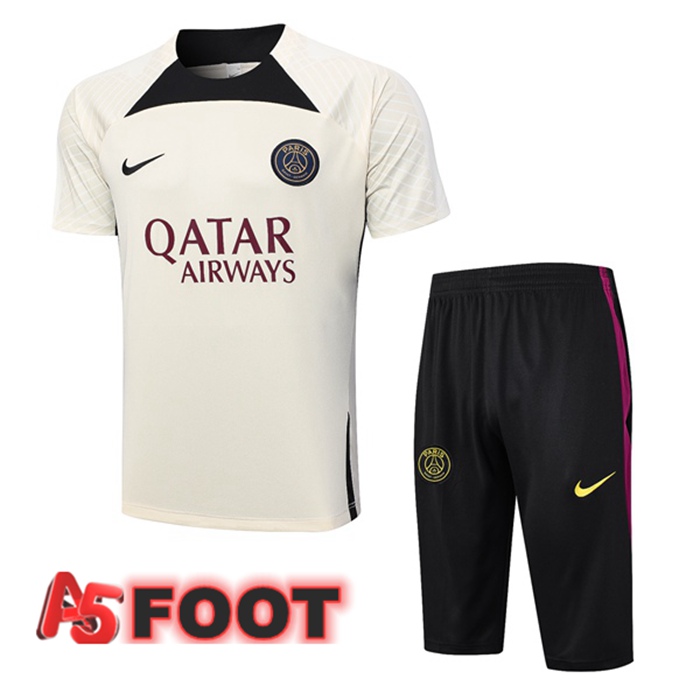 Ensemble Training T-Shirts Paris PSG + Shorts Marron 2023/2024