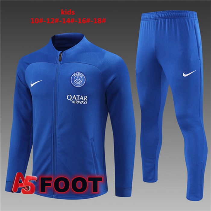 Ensemble Veste Survetement De Foot Paris PSG Enfant Bleu 2023/2024