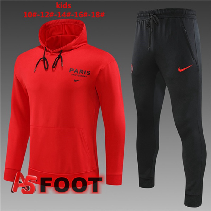 Ensemble Survetement Veste A Capuche Paris PSG Enfant Rouge 2023/2024