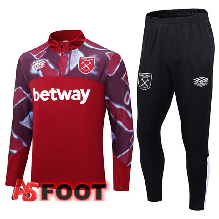 Ensemble Survetement De Foot West Ham Rouge 2023/2024
