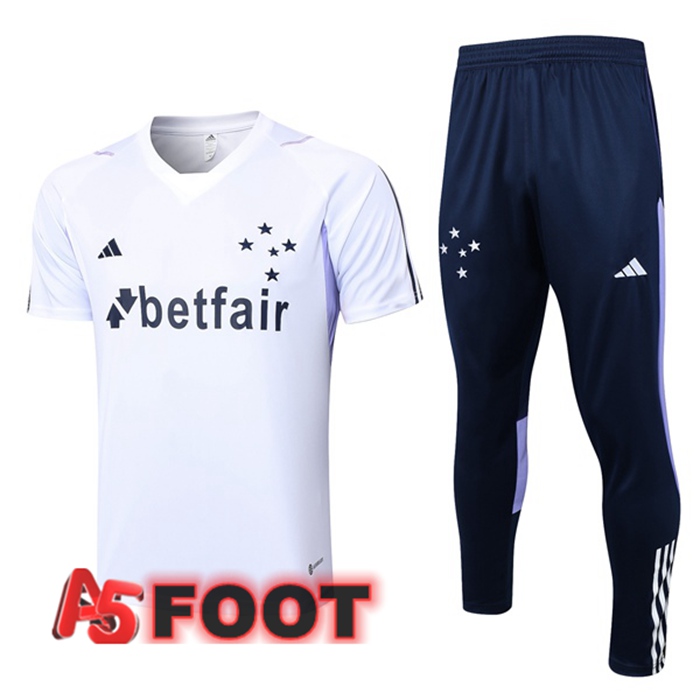 Ensemble Training T-Shirts Cruzeiro EC + Pantalon Blanc 2023/2024