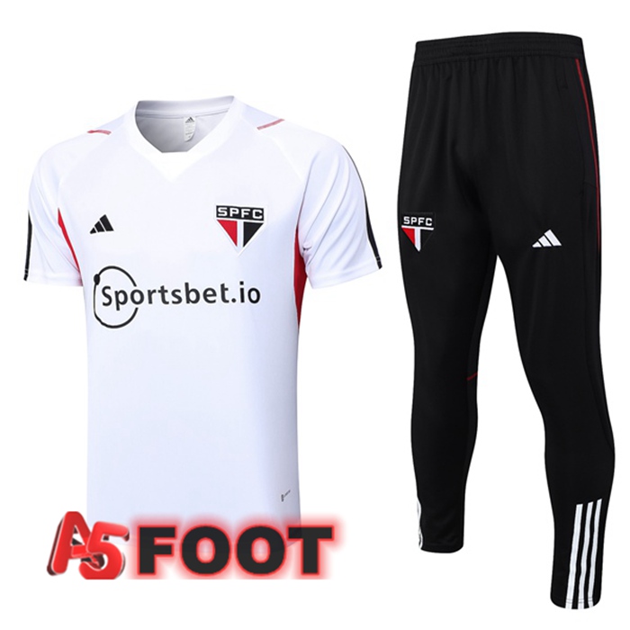 Ensemble Training T-Shirts Sao Paulo FC + Pantalon Blanc 2023/2024