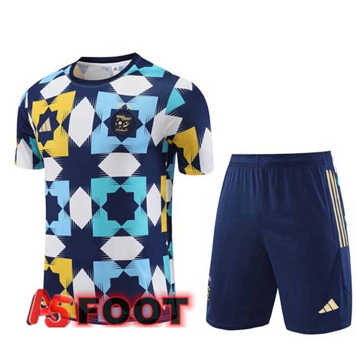 Ensemble Training T-Shirts Algerie + Shorts Blanc Bleu 2023/2024
