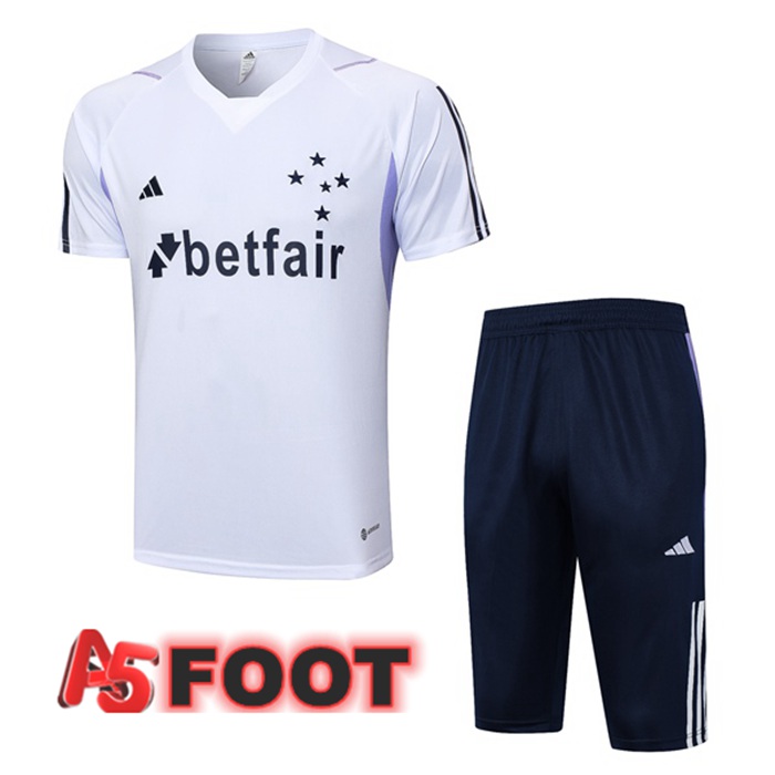 Ensemble Training T-Shirts Cruzeiro EC + Shorts Blanc 2023/2024